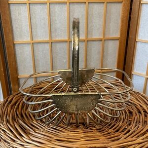 Vintage Silver Plate Bread  Basket with Handle